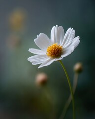 Obraz premium Delicate White Daisy Flower with Yellow Center Macro