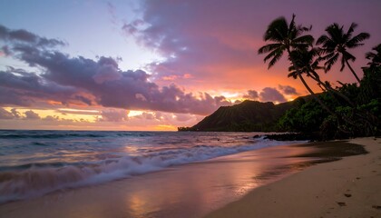 Tropical sunrise beach scene
