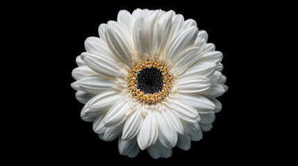 A white flower with a black center