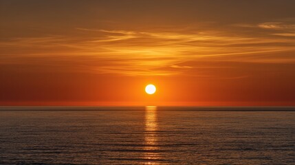  Golden Sunset Over Calm Ocean with Minimal Composition