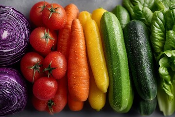 Fresh colorful vegetables on gray background high resolution wallpaper