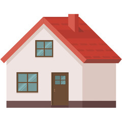 Simple cartoon house with red roof and chimney