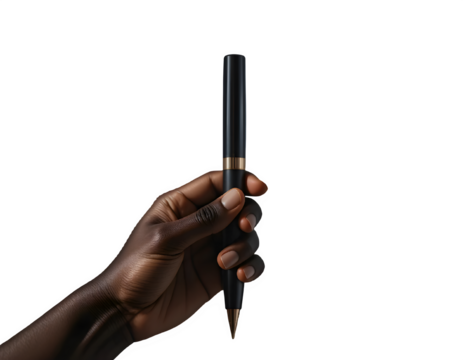 Hand holding a black pen isolated on transparent background,Png