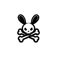 Obraz premium Cute cartoon bunny skull and crossbones symbol, isolated on transparent background
