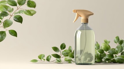 Eco glass cleaner spray bottle. Sustainable product mockup