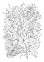 Aquarell Vorlage Tropische Blätterpracht