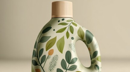 Close-up eco laundry detergent container mockup. Premium packaging design