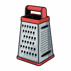 Four sided stainless steel box grater with red handle