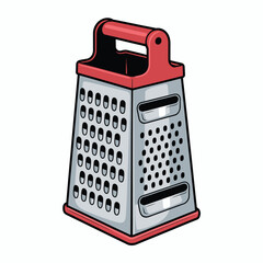 Classic four sided kitchen grater with red handle