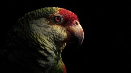 Portrait of a parrot, dramatic lighting, minimalist, AI-generative