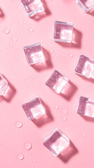 Pink ice cubes arrangement