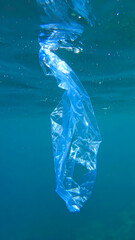 Plastic bag pollution underwater