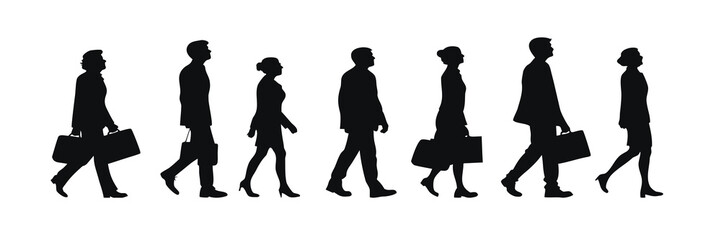 Business people walking in a line