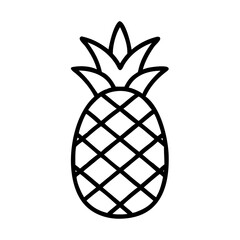 Obraz premium A simple line drawing of a pineapple with crosshatch pattern and leafy crown isolated on white background