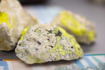 Colorful rocks with bright yellow and gray textures
