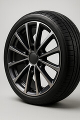 Obraz premium AI-generated close-up of a modern alloy car wheel
