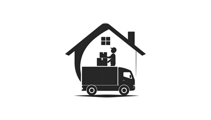 Delivery truck and house logo icon
