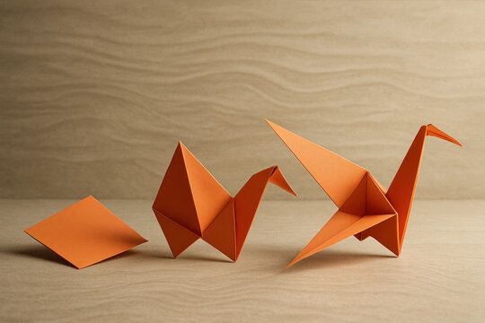 Origami Crane Evolution - Step by Step Illustration