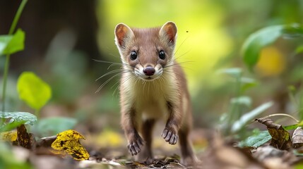 Adorable stoat running through forest floor wildlife animal photography nature cute mammal predator wild animal