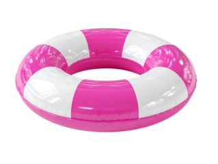 Pink and White Inflatable Ring Float for Summer Fun, Pool Party, Beach Vacation