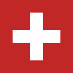 Fototapeta premium 3d rendering of a swiss flag icon, a white cross on a red background, as a button for web design