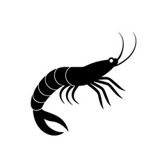 Silhouette of a shrimp on transparent background