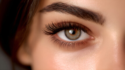 Naklejka premium Woman showing long eyelashes after beauty treatment
