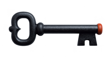 Vintage key with decorative handle and red tip, symbolizing security and access. This key represents concept of unlocking potential and opportunities