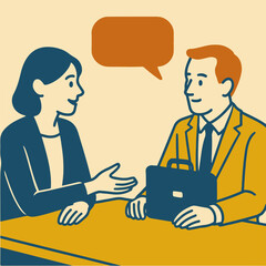 Fototapeta premium Illustration negotiations with the client vector minimalism Vector illustration minimalism