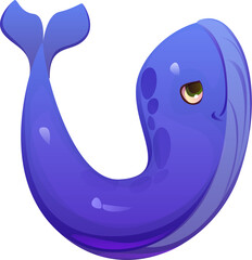 Letter U kids animal alphabet character as friendly and adorable blue whale. Cartoon funny zoo mascot font, children English typeface, funny letter type. Cute abc for children reading education