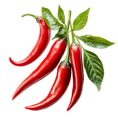 Vibrant Red Chili Peppers with Lush Green Leaves on Black Background,harvest,macro
