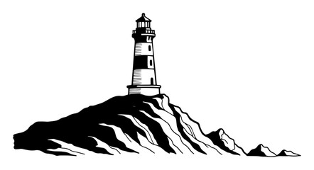 lighthouse on rocky cliff beacon coastal vector illustration