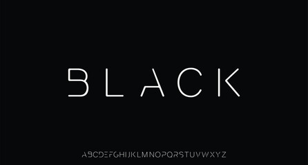 Black. Modern Futuristic Tech Display Font Vector for Branding. 