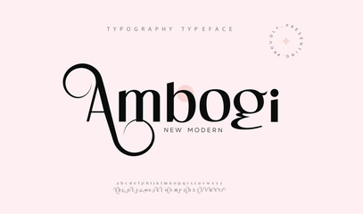Ambogi typography beauty fashion elegant minimalist serif italic fonts decorative wedding vintage retro logos. Minimal luxury font alphabet logo. Vector illustration
