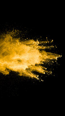 Yellow powder explosion abstract background