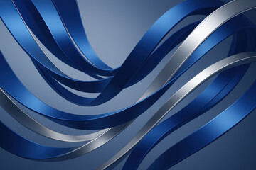 Obraz premium Abstract Blue and Silver Ribbons Illustration