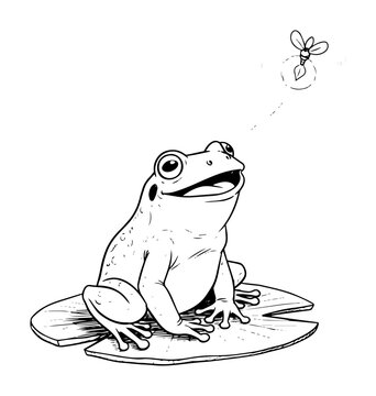 cute frog on lily pad cartoon vector illustration