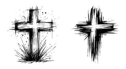 grunge brush stroke crosses vector