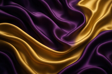Obraz premium Elegant Gold and Purple Silk Waves, Photo