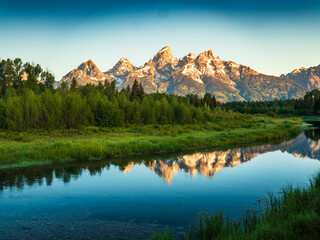 Fototapeta premium Reflection at schwabacher landing Grand Teton National Park