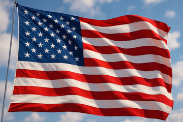 Obraz premium American Flag Waving in the Wind, Photo