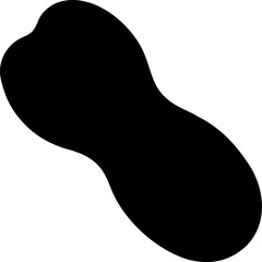 Black Filled Silhouette of Peanut Vector Shape