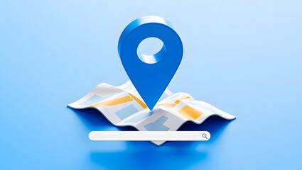 Find location map search navigation gps destination direction pointer blue background