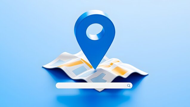 Find location map search navigation gps destination direction pointer blue background
