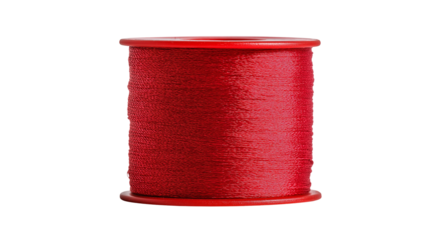single red sewing thread isolated on white background or transparent png 