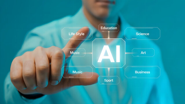 Explore artificial intelligence applications in education, science, business, art, music, sport and lifestyle with advanced technology interface