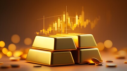 Gold bars investment financial market wealth precious metal stock market chart concept