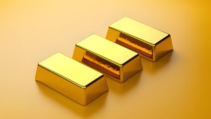 Gold bars investment concept shiny metal wealth and finance precious asset value trade