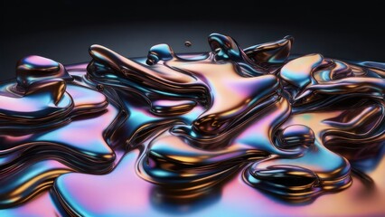 Abstract iridescent liquid shapes
