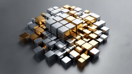 Abstract metallic cubes